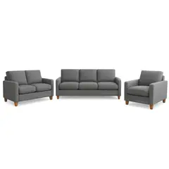 ALTO HOGAR - Juego de Sala 3 2 1 Emma Gris Oscuro - Tapiz Antifluido