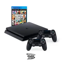 SONY - Consola Ps4 Slim 1TB Negro + 02 mandos  Reacondicionados +GTA.