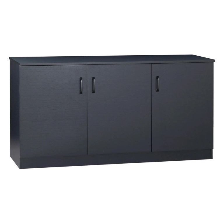 Archivador Aparador Burkardt de 3 puertas Roble Negro Petrox Home