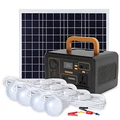 LIDIMI - Kit Solar 300W Portátil con Panel 10W Radio FM 4 Focos Bluetooth