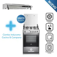 INDURAMA - Combo Cocina Coruña y Campana Extractora CEI-602CRP - Silver