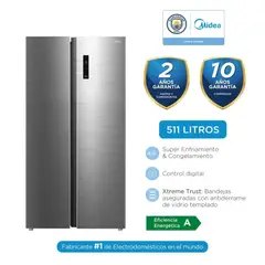 MIDEA - Refrigeradora Side By Side  511 Litros Inverter Inox MDRS710FGR46PE - Silver