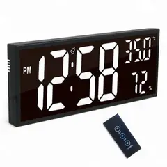 GENERICO - Reloj Digital de pared 41x17cm  con Control remoto Humedad y Temperatura