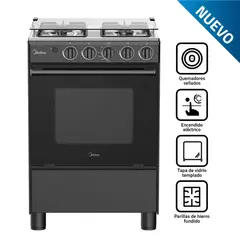 MIDEA - Cocina a Gas 24" MGS24FS2LFABBC-PE 4 Quemadores – Color Negro