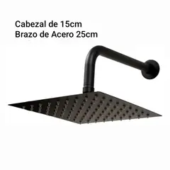 APACHE - Cabezal Ducha Acero Negro Mate Cuadrado ultra plano 15x15cm