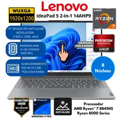 LENOVO - Laptop Lenovo IdeaPad 5 2-en-1 AMD Ryzen 7 (14AHP9) RAM 16 GB SSD 512 GB 14"WUXGA Windows 11 PRO