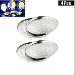 GENERICO - Set x4 Bandejas azafates de acero inoxidable 28, 30, 33 y 36 cm