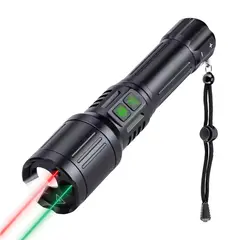 LIDIMI - Linterna táctica recargable con láser verde y rojo Zoom ajustable