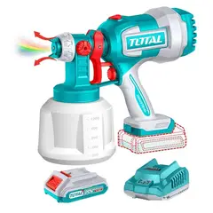 Total Tools - Pistola para pintar inalámbrica de 1000ml 20v + batería + cargador Total