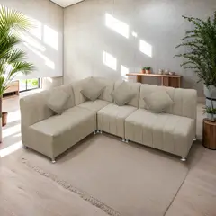 MOVENDA - Sofá Seccional en L Treveris 5 Cuerpos Beige