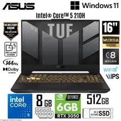 ASUS - Laptop TUF Gaming F16 Intel Core 5 210H 8GB RAM 512GB SSD RTX 3050-6GB 16" WUXGA FX607VJ-RL011W