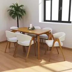 ALTO HOGAR - Juego De Comedor Nazar 6 Sillas Crema Madera Tornillo