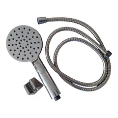 GENERICO - Set de Ducha Teléfono botón 5 pulgadas Cromado con Manguera y Soporte