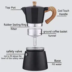 GENERICO - Moka italiana vintage black  12 tz