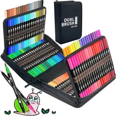 GENERICO - Plumones Dual Brush Punta Pincel 120 Colores con Estuche