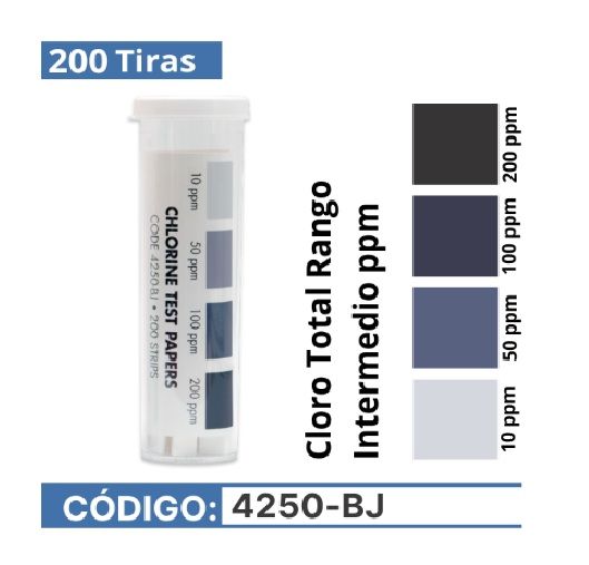 Tiras Reactivas Cloro Total Rango Intermedio LaMotte Código 4250-BJ