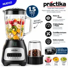 PRACTIKA - Licuadora 1.5L con 4 Velocidades + Pulsador BLW-450 Practika