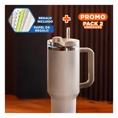 RYBIU IMPORT - Pack2 Vaso Termico Moderno en Blanco Y+Papel de Regalo