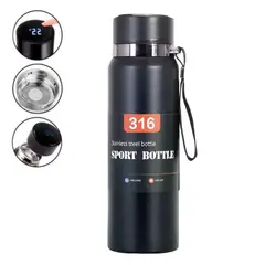 GENERICO - Termo Digital de Acero Inoxidable 800ml Bebida Frías y Calientes Negro