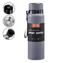 GENERICO - Termo Digital de Acero Inoxidable 800ml Bebidas Frías y Calientes Gris