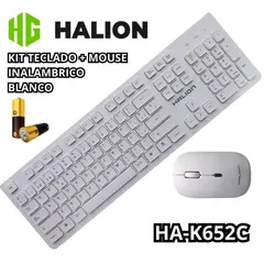 HALION - TECLADO Y MOUSE INALAMBRICO BLANCO HALION HA-K652C
