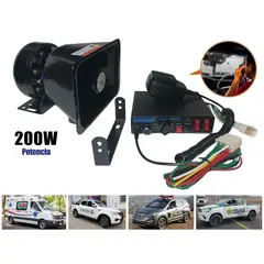 GENERICO - Sirena Policial Altavoz 200w 9 Tonos 12v Ambulancia Bomberos