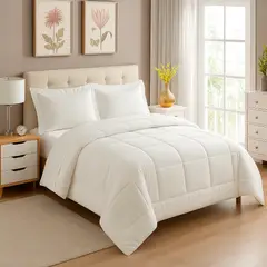 GENERICO - EDREDON 1.5 PLAZA DAILY SET CUADROS ALGODON + FUNDAS DE ALMOHADA