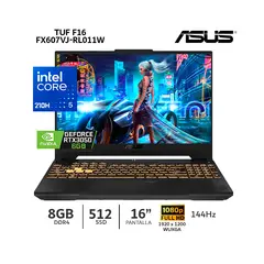 ASUS - Laptop TUF Gaming F16 FX607VJ-RL011W RTX3050 Intel Core 5 210H 8Gb Ram 512Gb SSD 16” FHD