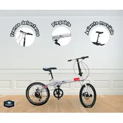 GENERICO - Bicicleta Urbana Plegable BLANCO ARO 20
