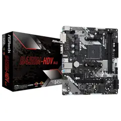 ASROCK - Placa Base B450M-Hdv R4.0 Para Procesadores Amd Am4, Compacta Y De Alto Rendimiento