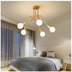 GENERICO - Lampara de Techo 5 Luces dorado - sin focos