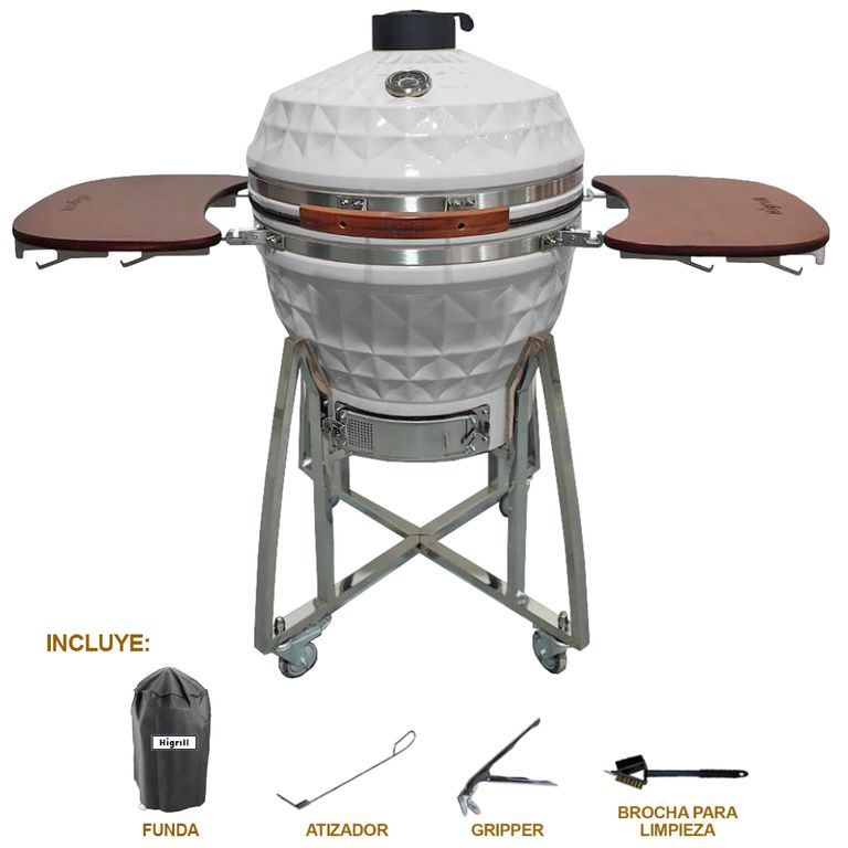 Kamado 24 Pulgadas Higrill Parrilla Multifuncional Blanco