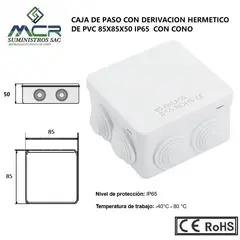 GENERICO - CAJA DE PASO O DERIVACION HERMETICO DE PVC 85X85X50 CON CONO