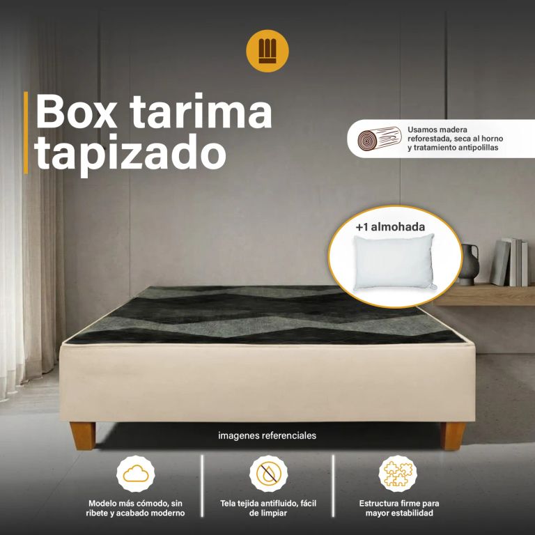 Box tarima reforzado (P. Madera) -color Beige claro - 2 plz Inc.almohada