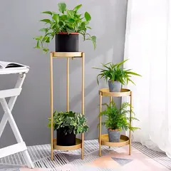 GENERICO - Soporte Metálico Dorado Para Macetas o Adornos Decoración Interior 80.5 cm