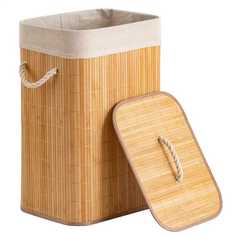 Cesta de Ropa de Bambú Multiusos Organizador para Lavandería y Dormitorio Clásico