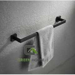 GREEN HOUSE - TOALLERO NEGRO MATE CUADRADO 60CM