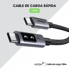 GENERICO - Cable de carga rápida 100w con pantalla LED USB-C a USB-C