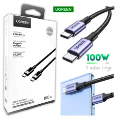 UGREEN - Cable Carga Rápida USB-C a USB-C 100W 2 metros Trenzado Tipo C a C