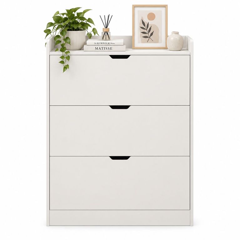 Zapatera Blanca Moderna 4 Niveles Tipo Abatible Para Hogar