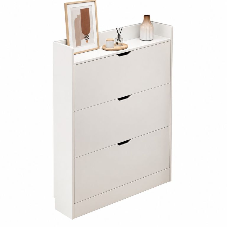 Zapatera Blanca Moderna 4 Niveles Tipo Abatible Para Hogar