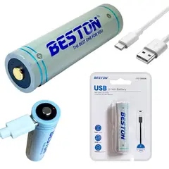 BESTON - Bateria 18650 Pila Recargable 3.7v 7400mwh Usb Tipo C