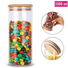 ELMEJORPRECIO - Frascos Herméticos De Vidrio Borosilicato Y Tapa De bambú 1500 ml