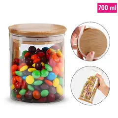 ELMEJORPRECIO - Frascos Herméticos De Vidrio Borosilicato Y Tapa De bambú 700 ml