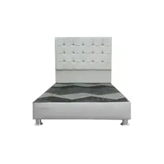 MUEBLES MACRUMO - Cama tapizada Modena - 2 Plz - Color Gris claro