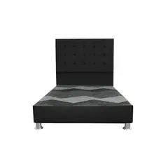 MUEBLES MACRUMO - Cama tapizada Modena - 2 Plz - Color Negro