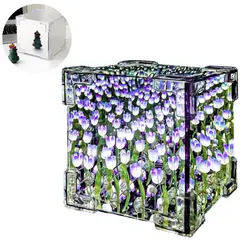 ELMEJORPRECIO - Lámpara Led Cubo De Tulipanes Decorativa De Fondo Infinito Lila