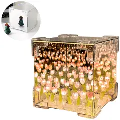 ELMEJORPRECIO - Lámpara Led Cubo De Tulipanes Decorativa De Fondo Infinito Rosado