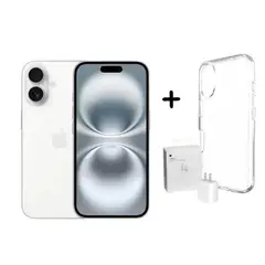 APPLE - IPHONE 16 128GB (CHIP FISICO) - BLANCO + CARGADOR + CASE PROTECTOR