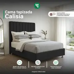 MUEBLES MACRUMO - Cama tapizada Calisia - 2 Plz - Color Negro